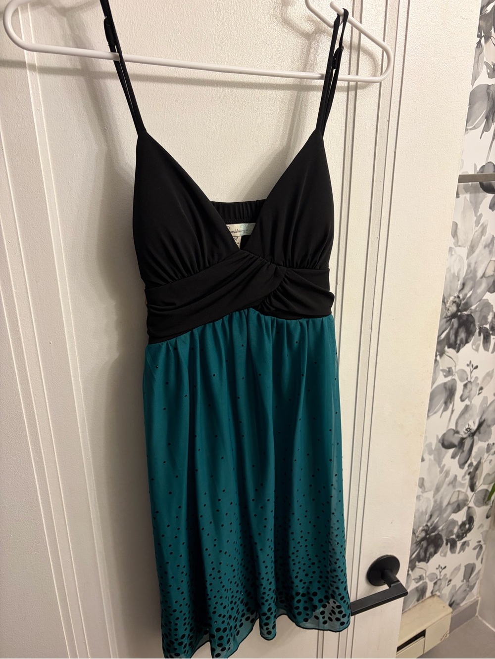 Speechless Black Bodice Teal Mini Dress